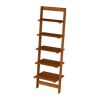 5-Tier Bookshelf - Leaning Ladder Shelf for Display (Cherry)